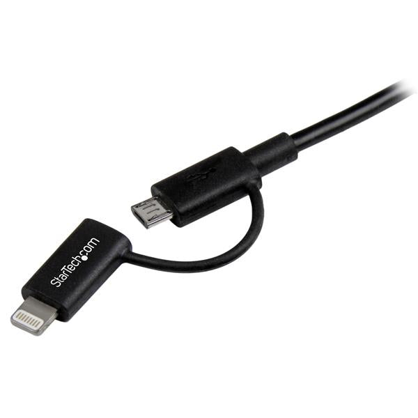 StarTech.com 1 m (3 ft.) 2 in 1 Charging Cable - USB to Lightning or Micro-USB for iPhone / iPad / iPod / Android - Apple MFi Certified - Multi Phone Charger - USB 2.0