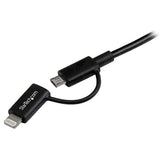 StarTech.com 1 m (3 ft.) 2 in 1 Charging Cable - USB to Lightning or Micro-USB for iPhone / iPad / iPod / Android - Apple MFi Certified - Multi Phone Charger - USB 2.0