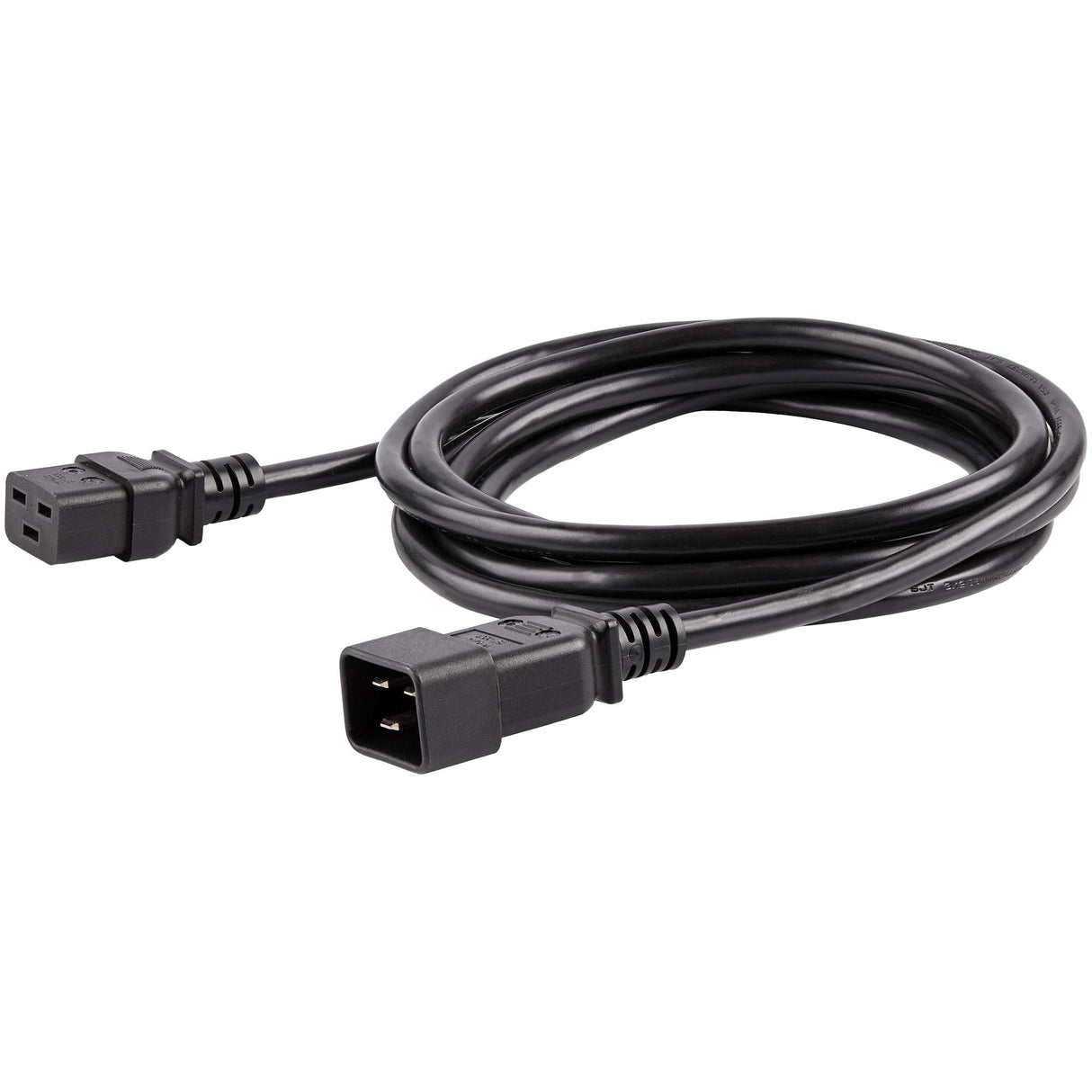 StarTech.com 10ft (3m) Heavy Duty Extension Cord, IEC 320 C19 to IEC 320 C20 Black Extension Cord, 15A 250V, 14AWG, Heavy Gauge Power Extension Cable, IEC 320 C19 to IEC 320 C20 AC Power Cord - UL Listed