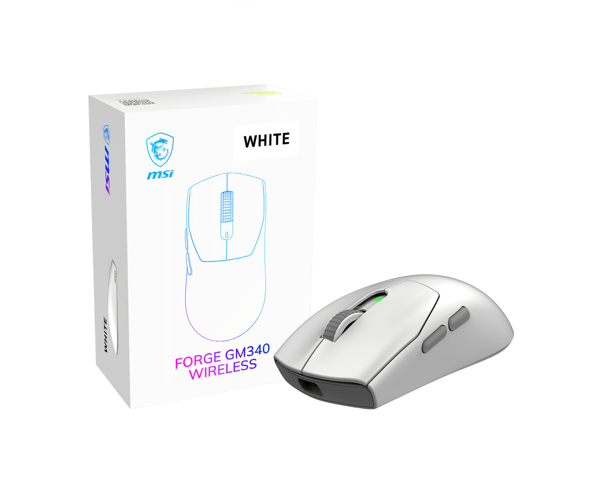 MSI Forge Gm340 Wireless White mouse Gaming Ambidextrous RF Wireless + Bluetooth Optical 12000 DPI