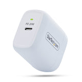 StarTech.com 20W USB‑C Wall Charger, Portable Charger with USB Power Delivery Fast Charging, 5V/9V PD, USB-C Charger, White