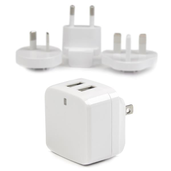StarTech.com Dual-Port USB Wall Charger - International Travel - 17W/3.4A - White