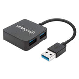 Manhattan USB-A 4-Port Hub, 4x USB-A Ports, 5 Gbps (USB 3.2 Gen1 aka USB 3.0), USB powered (no external power supply required). Fast charging: 1 port up to 0.9 A; charging on 4 ports requires external power supply (not included), Equivalent to...