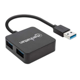 Manhattan USB-A 4-Port Hub, 4x USB-A Ports, 5 Gbps (USB 3.2 Gen1 aka USB 3.0), USB powered (no external power supply required). Fast charging: 1 port up to 0.9 A; charging on 4 ports requires external power supply (not included), Equivalent to...