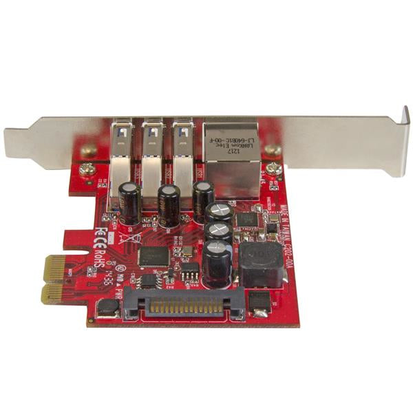 StarTech.com 3-Port PCI Express USB 3.0 Card + Gigabit Ethernet - 5Gbps - TAA