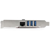 StarTech.com 3-Port PCI Express USB 3.0 Card + Gigabit Ethernet - 5Gbps - TAA