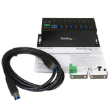 StarTech.com 7-Port USB 3.0 Hub (5Gbps) - Metal Industrial USB-A Hub with ESD Protection & 350W Surge Protection - Din Rail, Wall or Desk Mountable - TAA Compliant USB Expander Hub