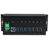StarTech.com 7-Port USB 3.0 Hub (5Gbps) - Metal Industrial USB-A Hub with ESD Protection & 350W Surge Protection - Din Rail, Wall or Desk Mountable - TAA Compliant USB Expander Hub