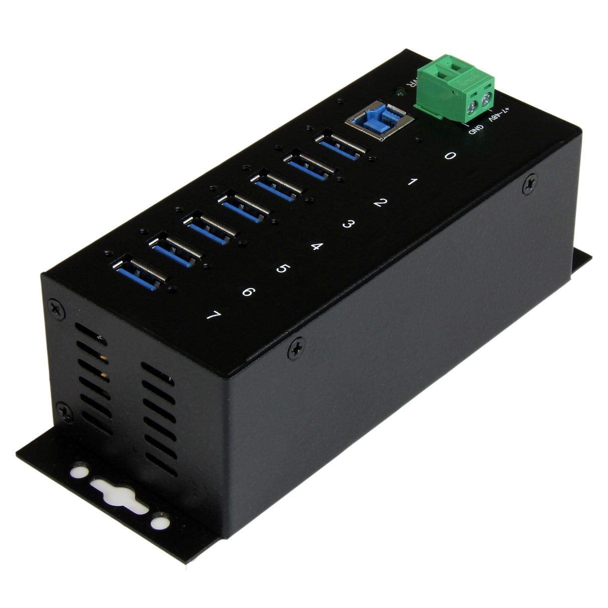 StarTech.com 7-Port USB 3.0 Hub (5Gbps) - Metal Industrial USB-A Hub with ESD Protection & 350W Surge Protection - Din Rail, Wall or Desk Mountable - TAA Compliant USB Expander Hub