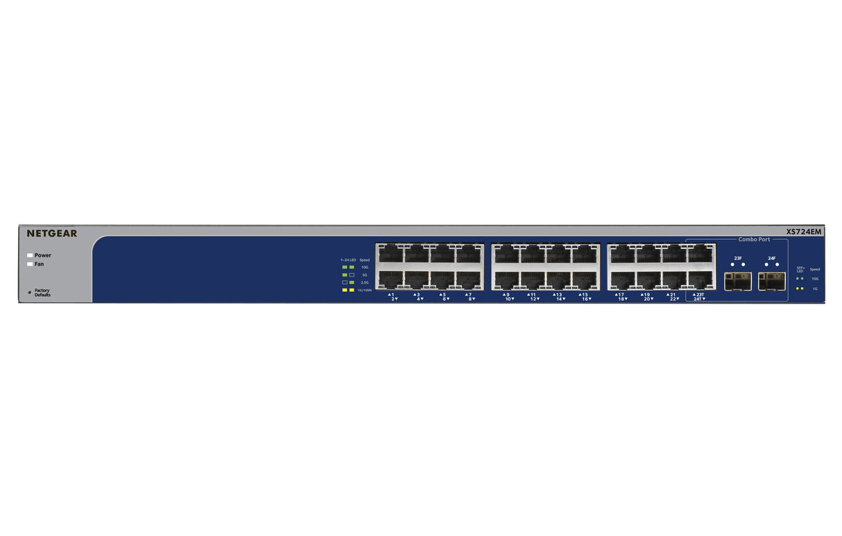 NETGEAR XS724EM Managed L2 10G Ethernet (100/1000/10000) 1U Grey, Blue