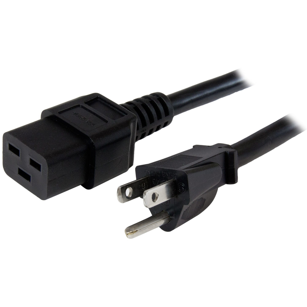 StarTech.com 3ft (1m) Heavy Duty Power Cord, NEMA 5-15P to C19 AC Power Cord, 15A 125V, 14AWG, Computer Power Cord, Heavy Gauge Power Cable for PDUs and Network Equipment, NEMA 5-15P to IEC 60320 C19 Power Cord