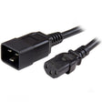 StarTech.com 3ft (1m) Heavy Duty Extension Cord, IEC 320 C13 to IEC 320 C20 Black Extension Cord, 15A 125V, 14AWG, Heavy Gauge Power Extension Cable, IEC 320 C13 to IEC 320 C20 AC Power Cord - UL Listed