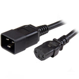 StarTech.com 3ft (1m) Heavy Duty Extension Cord, IEC 320 C13 to IEC 320 C20 Black Extension Cord, 15A 125V, 14AWG, Heavy Gauge Power Extension Cable, IEC 320 C13 to IEC 320 C20 AC Power Cord - UL Listed