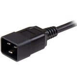 StarTech.com 3ft (1m) Heavy Duty Extension Cord, IEC 320 C13 to IEC 320 C20 Black Extension Cord, 15A 125V, 14AWG, Heavy Gauge Power Extension Cable, IEC 320 C13 to IEC 320 C20 AC Power Cord - UL Listed