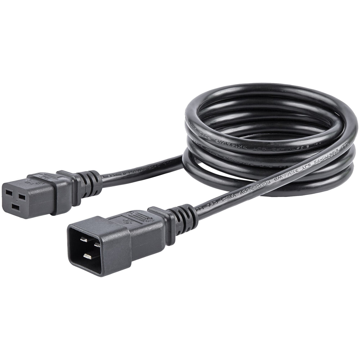 StarTech.com 6ft (1.8m) Heavy Duty Extension Cord, IEC 320 C19 to IEC 320 C20 Black Extension Cord, 15A 250V, 14AWG, Heavy Gauge Power Extension Cable, IEC 320 C19 to IEC 320 C20 AC Power Cord - UL Listed