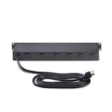 StarTech.com 8-Outlet Horizontal Rack Mount Metered PDU, 1U Server Power Strip w/Surge Protector, 125V/15A, 8ft (2.4m) Power Cable, Power Distribution Unit, TAA