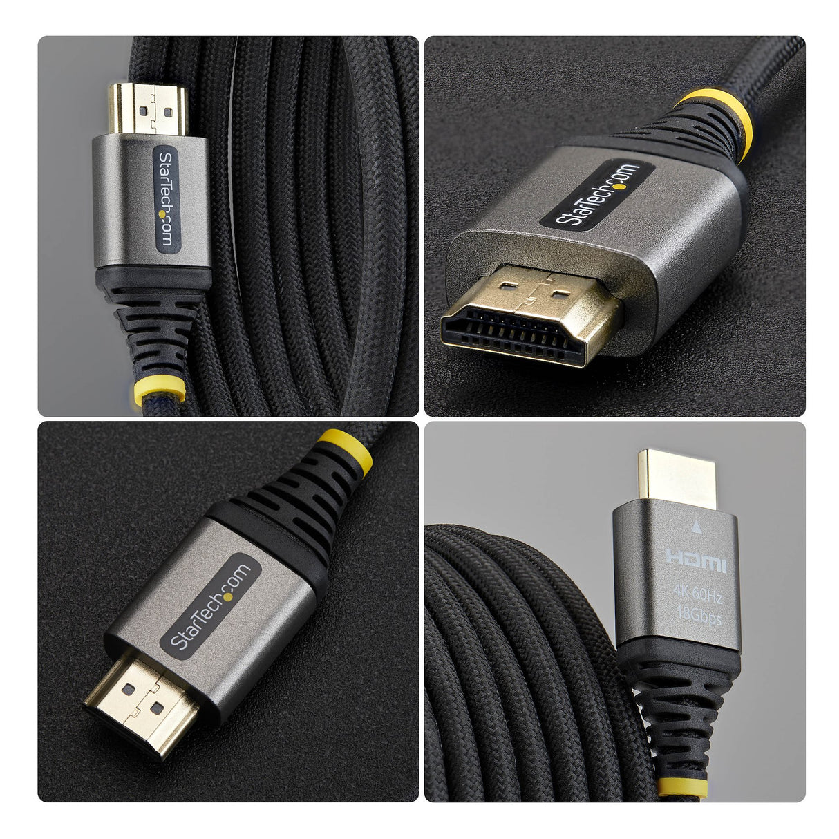 StarTech.com 3ft (91cm) Premium Certified High Speed HDMI Cable, Ultra Flexible HDMI Cable, 4K 60Hz/1440p 144Hz w/HDR10/ARC, 18Gbps, High Flex Braided HDMI Cord