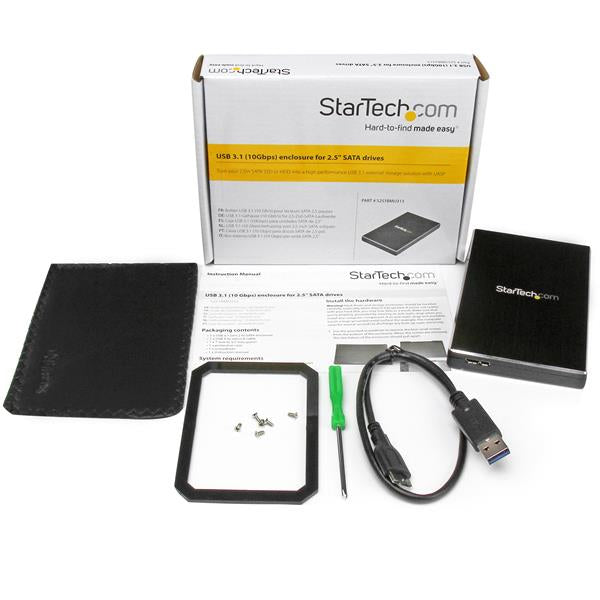 StarTech.com USB 3.1 (10 Gbps) Enclosure for 2.5” SATA Drives - TAA