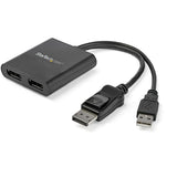 StarTech.com 2-Port Multi Monitor Adapter - DisplayPort 1.2 MST Hub - Dual 4K 30Hz or 1080p - USB Bus Powered - Video Splitter for Extended Desktop Mode on Windows PCs Only - DP to 2x DP