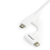 StarTech.com 1 m (3 ft.) 2 in 1 Charging Cable - USB to Lightning or Micro-USB for iPhone / iPad / iPod / Android - Apple MFi Certified - Multi Phone Charger - USB 2.0