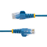 StarTech.com 6in Blue Slim CAT6 Cable, 10 Pack, Snagless, 100W PoE, UTP, LSZH, 28AWG Pure Bare Copper Wire, Slim RJ45 Network Patch Cord w/Strain Reliefs, Individually Tested