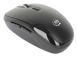 Manhattan USB-A Nano Receiver, Six Buttons with Scroll Wheel, 800/1200/1600 dpi, Wrist-Friendly Contour, Black