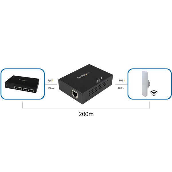 StarTech.com 1-Port Gigabit PoE+ Extender - 802.3at and 802.3af - 100 m (330 ft) - TAA