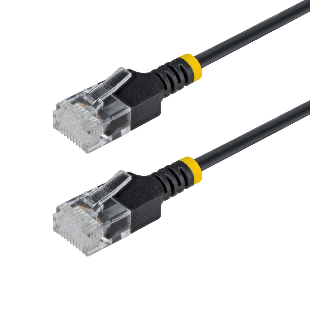 StarTech.com 2ft Black Ultra Slim Cat6A Ethernet Cable, UTP, Pure Bare Copper Wire, 34AWG Slim RJ45 Network Patch Cord, Individually Tested