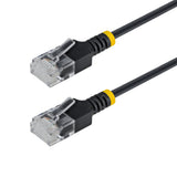 StarTech.com 2ft Black Ultra Slim Cat6A Ethernet Cable, UTP, Pure Bare Copper Wire, 34AWG Slim RJ45 Network Patch Cord, Individually Tested