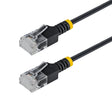 StarTech.com 7ft Black Ultra Slim Cat6A Ethernet Cable, UTP, Pure Bare Copper Wire, 34AWG Slim RJ45 Network Patch Cord, Individually Tested