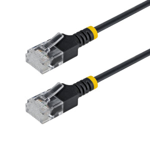 StarTech.com 14ft Black Ultra Slim Cat6A Ethernet Cable, UTP, Pure Bare Copper Wire, 34AWG Slim RJ45 Network Patch Cord, Individually Tested