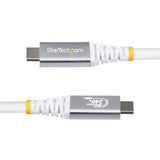 StarTech.com 1.5ft (45cm) USB4 Cable, 80Gbps, USB-IF Certified USB-C Cable, 240W PD, 8K 120Hz/4K 240Hz DP2.1 DP80, TPE Jacket, Thunderbolt 4 Compatible - White USB-C Cord