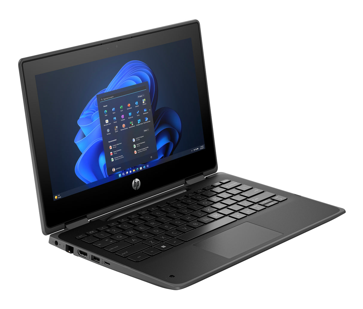 HP Fortis Flip G1i Intel® N N250 Hybrid (2-in-1) 29.5 cm (11.6") Touchscreen HD 4 GB LPDDR5-SDRAM 128 GB UFS Wi-Fi 6E (802.11ax) Windows 11 Pro Black