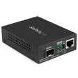 StarTech.com Multi-Mode (MM) / Single Mode (SM) Fiber Media Converter for 10/100/1000 Networks, Standalone Gigabit Ethernet to Fiber Converter, Open SFP Slot - TAA