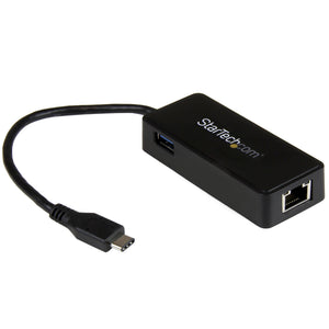 StarTech.com USB-C to Gigabit Network Adapter with Extra USB 3.0 Port - Black