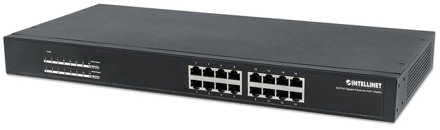 Intellinet 16-Port Gigabit Ethernet PoE+ Switch, 16 x PoE ports, IEEE 802.3at/af Power-over-Ethernet (PoE+/PoE), Endspan, Rackmount