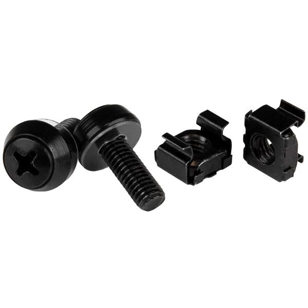StarTech.com 100-Pack M6 12mm Screws, Square Hole Cage Nuts and Installation Tool, Hardware Mounting Kit for 19" or 10" Server Racks, Cabinets and Enclosures, Black - TAA