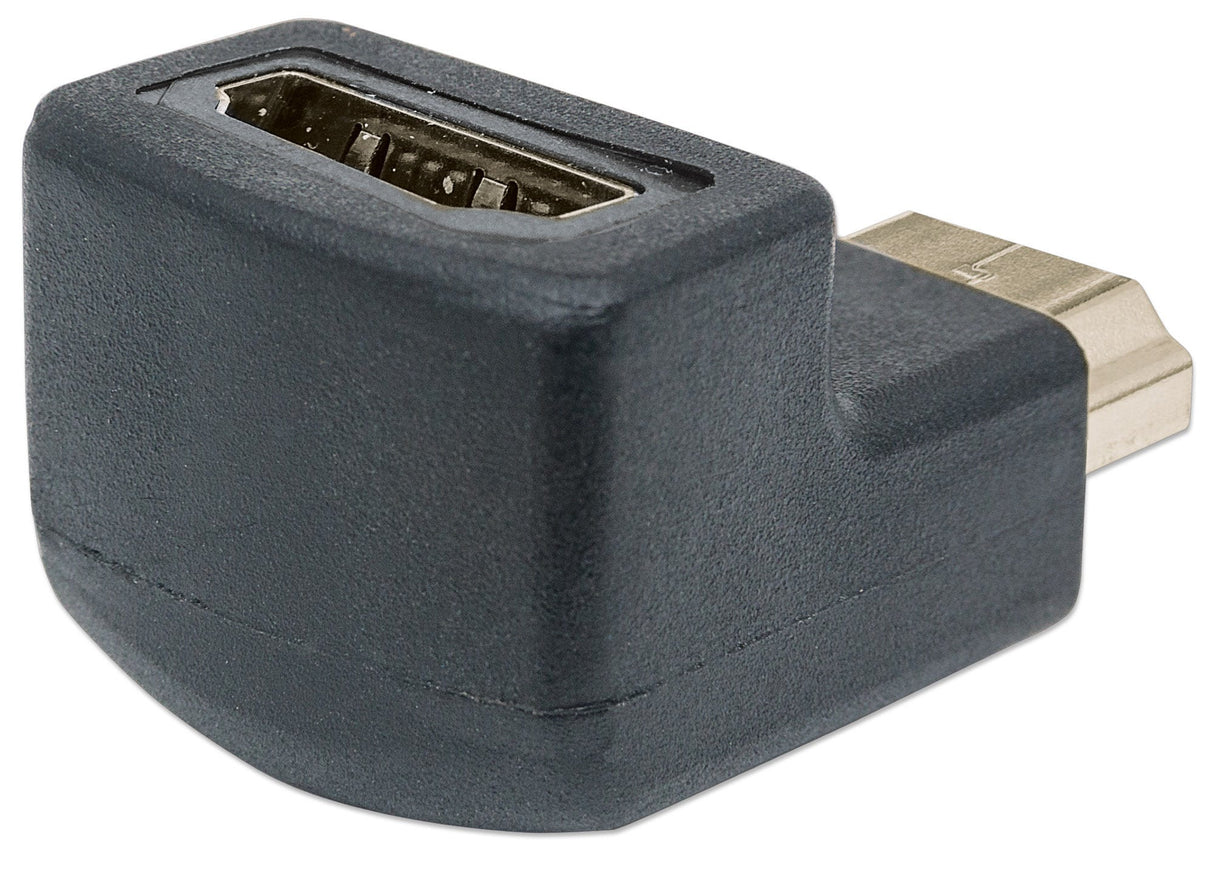 Manhattan HDMI Adapter, 4K@60Hz (Premium High Speed), Female to Male, Upward 90 Angle, Black, Ultra HD 4k x 2k, Fully Shielded, Gold Plated Contacts, Lifetime Warranty, Polybag