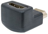Manhattan HDMI Adapter, 4K@60Hz (Premium High Speed), Female to Male, Upward 90 Angle, Black, Ultra HD 4k x 2k, Fully Shielded, Gold Plated Contacts, Lifetime Warranty, Polybag