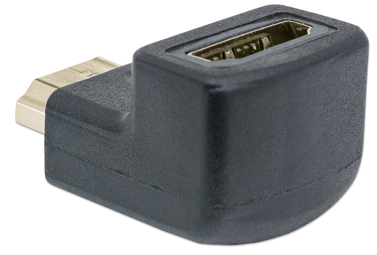 Manhattan HDMI Adapter, 4K@60Hz (Premium High Speed), Female to Male, Upward 90 Angle, Black, Ultra HD 4k x 2k, Fully Shielded, Gold Plated Contacts, Lifetime Warranty, Polybag