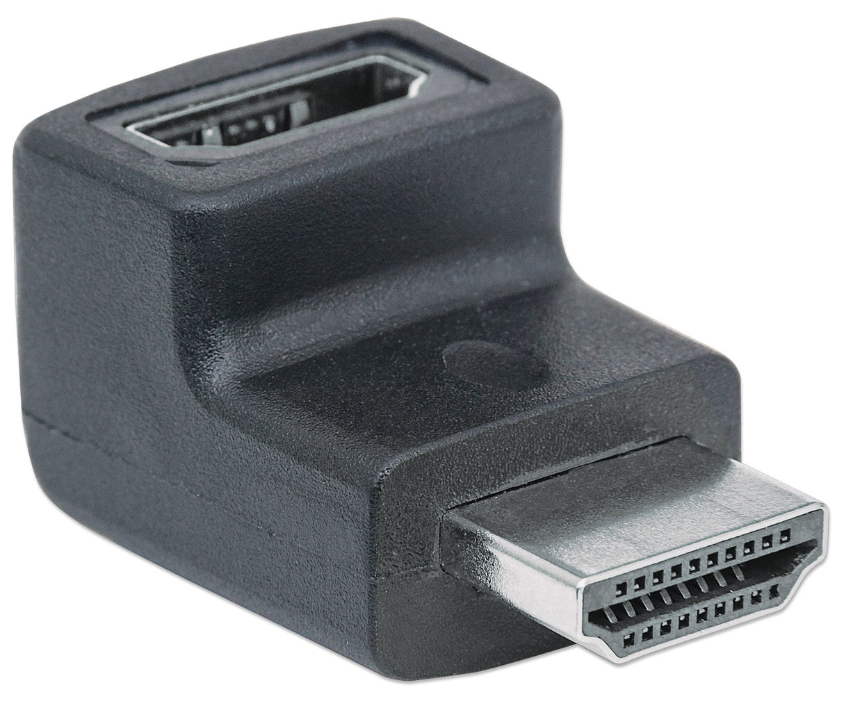 Manhattan HDMI Adapter, 4K@60Hz (Premium High Speed), Female to Male, Downward 90 Angle, Black, Ultra HD 4k x 2k, Fully Shielded, Gold Plated Contacts, Lifetime Warranty, Polybag
