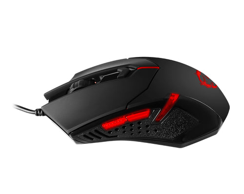 MSI INTERCEPTOR DS B1 Optical Gaming Mouse '1600 DPI Optical Sensor, 6 button, 3-Zone Lighting, Ergonomic design, Weight adjustment system, RED LED'