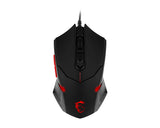MSI INTERCEPTOR DS B1 Optical Gaming Mouse '1600 DPI Optical Sensor, 6 button, 3-Zone Lighting, Ergonomic design, Weight adjustment system, RED LED'
