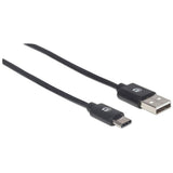 Manhattan USB-C to USB-A Cable, 1m, Male to Male, Black, 480 Mbps (USB 2.0), Hi-Speed USB, Lifetime Warranty, Equivalent to USB2AC1M