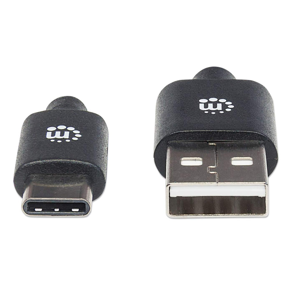 Manhattan USB-C to USB-A Cable, 1m, Male to Male, Black, 480 Mbps (USB 2.0), Hi-Speed USB, Lifetime Warranty, Equivalent to USB2AC1M