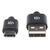 Manhattan USB-C to USB-A Cable, 2m, Male to Male, Black, 480 Mbps (USB 2.0), Hi-Speed USB, Lifetime Warranty, Equivalent to USB2AC2M