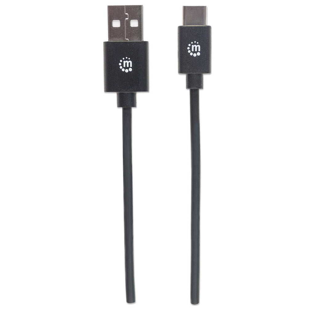 Manhattan USB-C to USB-A Cable, 1m, Male to Male, Black, 480 Mbps (USB 2.0), Hi-Speed USB, Lifetime Warranty, Equivalent to USB2AC1M