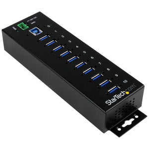 StarTech.com 10-Port USB 3.0 Hub - 5Gbps - Metal Industrial USB-A Hub with ESD & Surge Protection - Din Rail, Wall or Desk Mountable - TAA Compliant USB Expander Hub