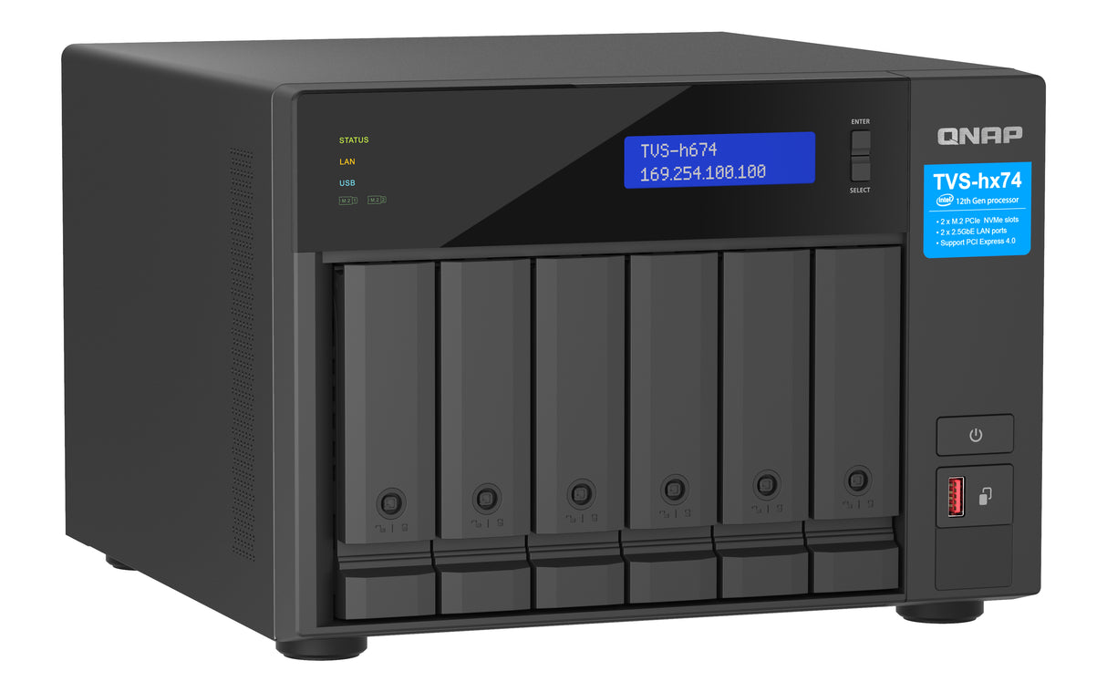 QNAP TVS-H674T-I5-32G NAS/storage server Tower Intel® Core™ i5 i5-12400 32 GB DDR4 HDD QNAP QTS Black