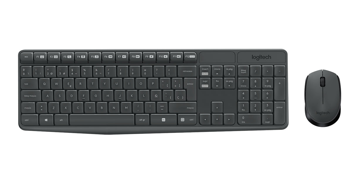 Logitech MK235 keyboard Mouse included Home/Office RF Wireless French Grey